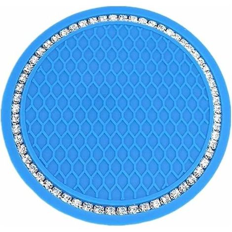 DEESSE SHOP - Dessous de verre de voiture 4 pièces, sous-verre de voiture en cristal antidérapant en silicone de 2,75 pouces, accessoires d'intérieur de voiture, tapis de dessous de verre GM (bleu lac (1/5)