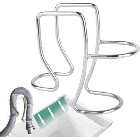 BUNTHAUS PA Confezione da 2 ganci regolabili per tubo di scarico della lavatrice, clip guida per tubo della vasca da bucato, fascetta universale per tubo del lavandino, acciaio inossidabile 304 (1/4)