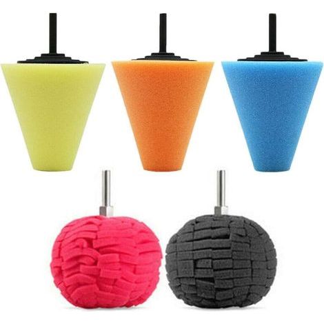 Kit de 5 disques de polissage pour voiture Tampons de polissage en éponge pour perceuse, pour l'entretien des moyeux de roues (1/5)
