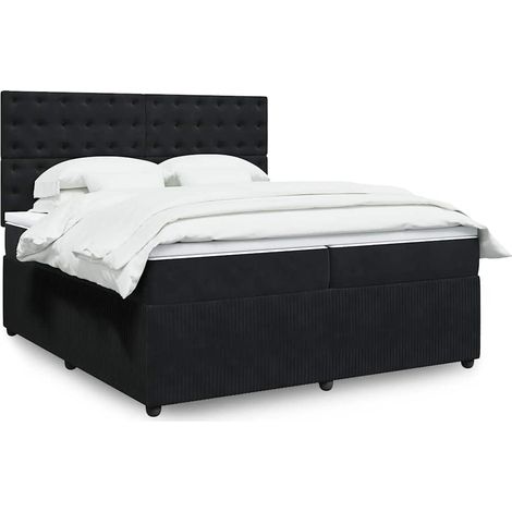Boxspringbett mit Matratze Schwarz 200x200 cm Samt (1/5)