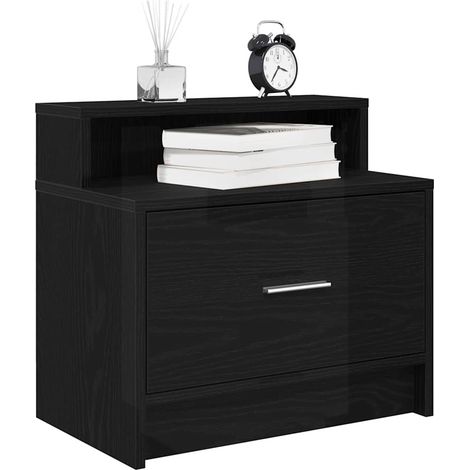 Nachttische mit Schublade 2Stk. Schwarz Eichen-Optik 51x31x47cm