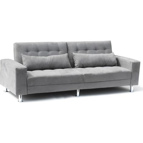Sofá cama de matrimonio 2-3 plazas con respaldo reclinable y cojines Quarzo Pronto Letto - Gris