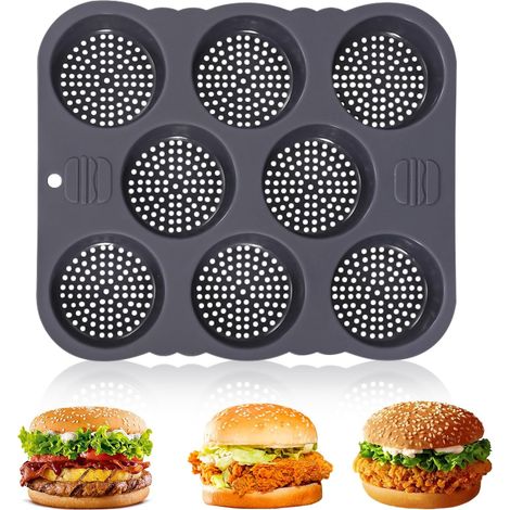 JSSEVN-Moules De Boulangerie Perforés à 8 Cavités, Moule De Cuisson En Silicone pour la Maison, Round Plateau de four Silicone (1/5)