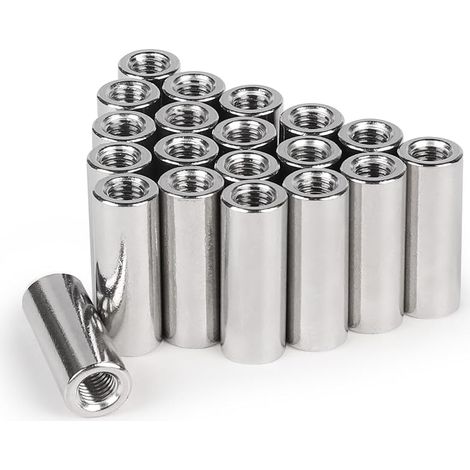LALAGO 20 pièces Écrou Long Rond M8 x 30, Longueur Manchon Fileté en Acier Inoxydable V2A VA A2, Douille avec Filetage Intérieur, Écrous D'extension D'écartement de Raccordement pour Remplacement (1/5)