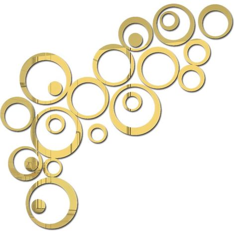 Lot de 24 autocollants muraux ronds en acrylique, adaptés à la décoration de la maison, du salon ou de la chambre à coucher (doré) (1/5)