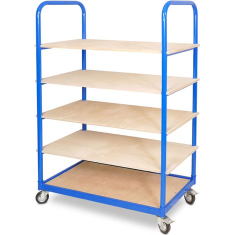 BRB Etagenwagen mit 5 Ebenen, 4 Lenkrollen, BxTxH 1050x500x1450 mm, Gesamttragkraft 250 kg (1/3)