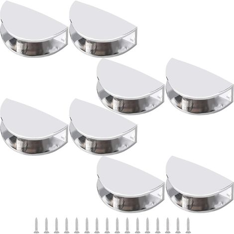 Paquete de 8 abrazaderas ajustables para estantes de vidrio sin marco de aleación de zinc - Abrazaderas para vidrio de 8-12 mm de espesor - Cromo pulido (1/5)