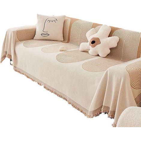 Housse De Canapé - Chenille Réversible - Antidérapante - Pour Animaux - 180 X 130 Cm - Beige (1/5)