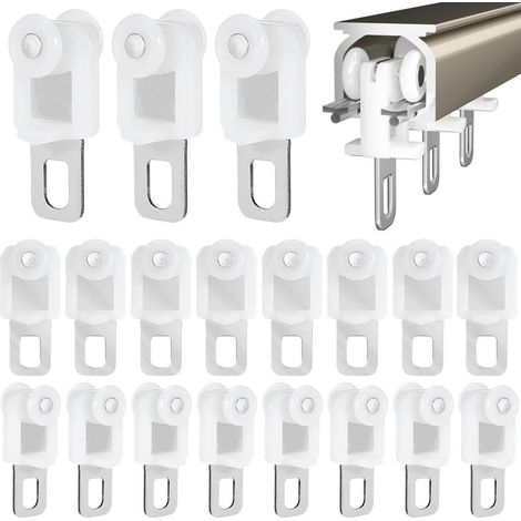 50 PièCes Rouleaux De Piste De Rideau Robustes pour Tringle À Rideaux Chariot sur roulettes pour Rails Coulissants Standard Accessoires pour Rideau Faciles À Installer Et Durables