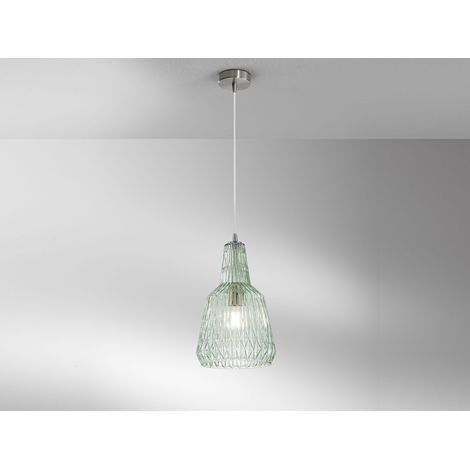 LED Hängelampe einflammig, Kristallglas Grün facettiert, Ø 23cm