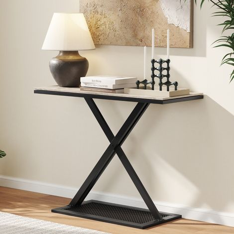 Table Console avec Plateau en Faux Marbre Table d'Entrée avec Cadre en Métal Table d'Appoint Elégante avec Pieds Réglables (1/3)