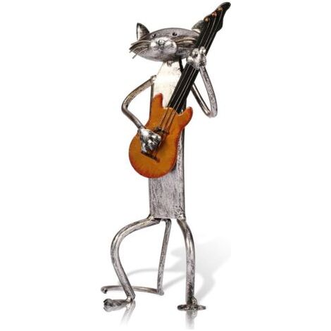décoration de Noël Chat sculpture en métal avec des cadeaux de figurine de guitare pour Thanksgiving, Noël, artisanat et décoration de la maison cadeau de Noël (1/5)