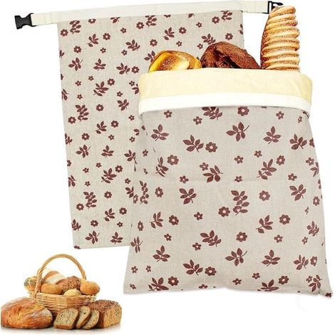 2 sacchetti per il pane riutilizzabili in cera d'api (43 x 33 cm), sacchetti in cotone resistenti e adatti al contatto con gli alimenti con chiusura a fibbia, per la cottura casalinga (1/5)