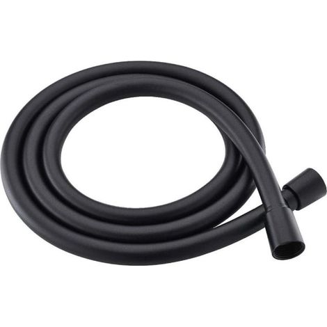 2 Meter langer schwarzer PVC-Duschschlauch, knick- und platzfest, für hohen Druck geeignet, verstärkte Wandstärke. – AquaForge