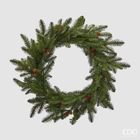 EDG Enzo De Gasperi Corona di Pino con Pigne Green Ø60 cm – Decorazione Artificiale di Natale (1/3)