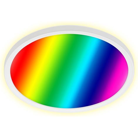 Panneau de LED, plafonnier réglable, lampe de plafond, RGB, réglage des couleurs, rétroéclairage, inclut une télécommande, 15 Watt, 1.850 Lumen, 4.000 Kelvin, Blanc, Ø 29,3 cm (1/3)
