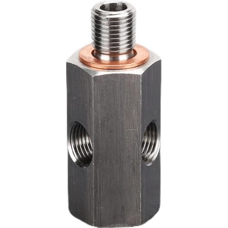 Capteur de pression d'huile 1/8in NPT en acier inoxydable à M10 10x1.0 adaptateur mâle Turbo alimentation ligne jauge argent (1/5)
