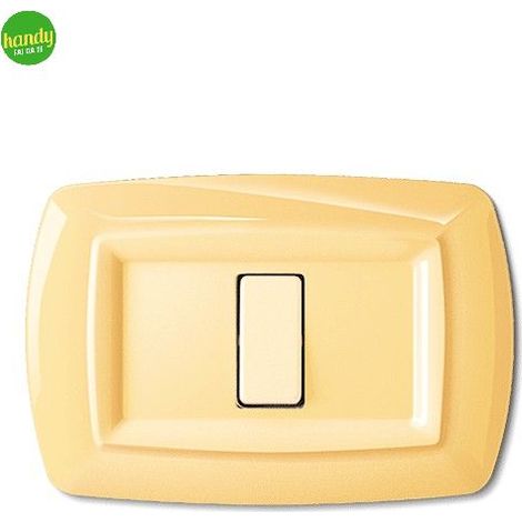 Placca 1 posto 3 moduli tond - q giallo pastello.