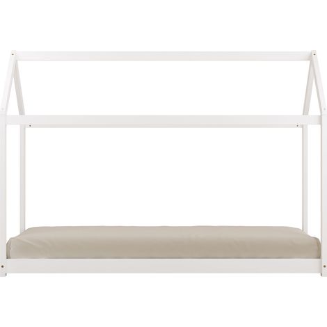 Sunny Zoey Lit Cabane Blanc, En Bois Au Sol, Montessori - Sans Matelas - 206 X 98 X 154 Cm Pour Matelas De Dimensions : 90 X 200 Cm. (1/5)