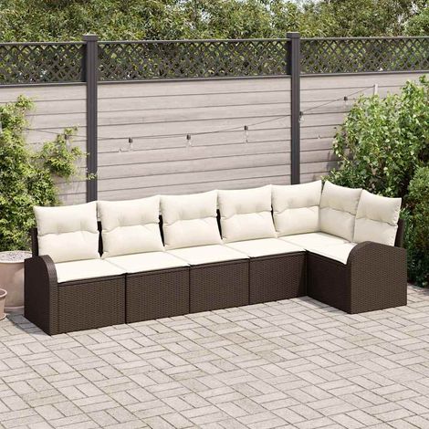 Gartensofa-set 6 pcs Braun Poly-Rattan