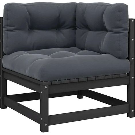 Canapé d'angle de jardin avec coussins gris anthracite. Fabriqué en pin massif. (1/5)