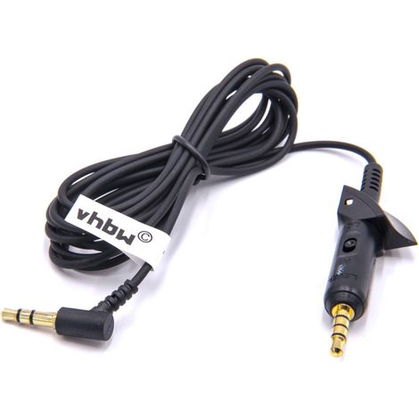 vhbw Cable audio AUX compatible con Bose QuietComfort QC2, 2, QC15, 15 auriculares - Cable audio 3,5 mm (clavija jack), 180 cm, negro