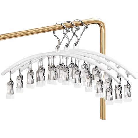 Kindfiber OÜ-Pivotant Coupe-Vent accroche-Chaussettes, Séchoir à Chaussettes en Acier, Séchoir à sous-vêtements(3 pièces X 10 Clips chacun) (Blanc) (1/4)