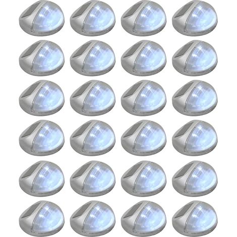 Lot de 24 lampes solaires murales rondes 11 x 5 cm éclairage automatique extérieur en PP argenté (1/5)