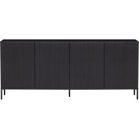 Buffet 4 portes en bois massif noir 200cm MAY