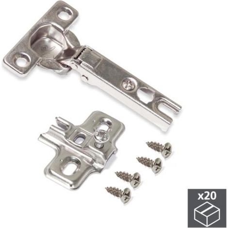 Emuca Bisagra de cazoleta, D. 26 mm, recta, apertura 95º, con suplemento, 20 ud. -