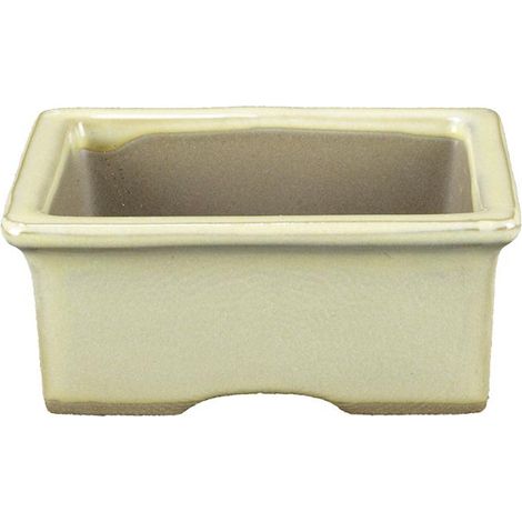 Vaso per bonsai Giapponese Morrisan rettangolare in gres smaltato bianco 9x7x3,5 cm - B02-8-3C