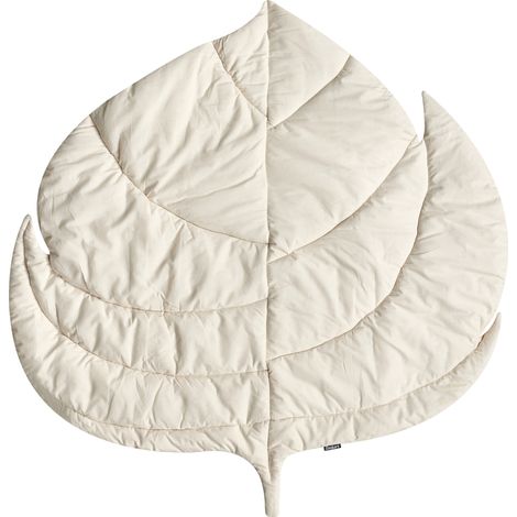 Alfombra de juegos infantil moderna con forma de hoja funda de algodón acolchado 110 x 110 cm accesorio habitación infantil blanco crema Olimp