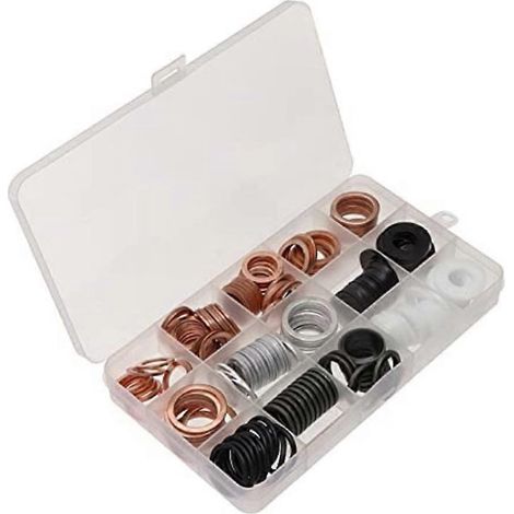 Kit de 190 rondelles hydrauliques haute pression, joint de bouchon de vidange hydraulique haute pression, joint d'étanchéité combiné pour vidange d'huile (1/5)