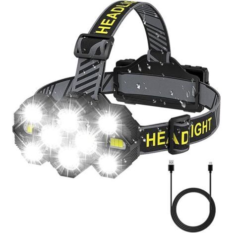 Lampe frontale rechargeable   22000 lumens 10 LEDs 10 modes lampe frontale mains libres ultra lumineuse [Classe énergétique A+++].