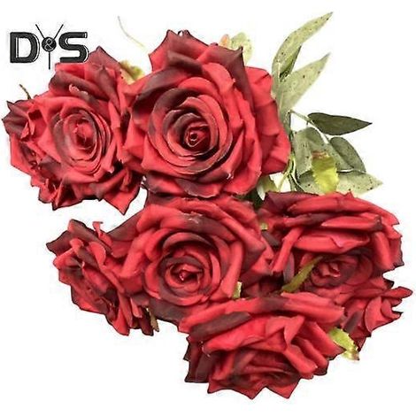 1 Bouquet Accessoires de Mariage Rose Artificielle Finition Finesse Magnifique Bouquet de 9 Roses Artificiellesrouge (1/5)