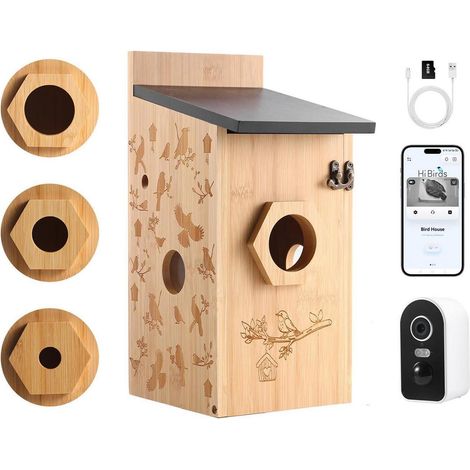 Vogelhaus mit 4MP Kamera, wetterfest, WLAN, Nachtsicht, Nistkasten für Vögel