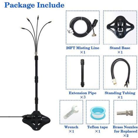 Vaporisateur sur pied pour terrasse – Nébuliseur d'eau portable pour piscine et jardin – Débit de pulvérisation réglable – Extensible (1/3)