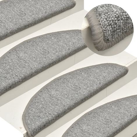 Tapis de marche d'escalier vidaXL, lot de 15, gris clair, 56 x 17 x 3 cm (1/5)