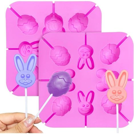 Cubitos de hielo/chocolate, 2 piezas, Moldes de silicona para hornear, Regalo, Pascua, Reutilizable, chocolate, pasteles, jabón artesanal, Rosa (1/5)