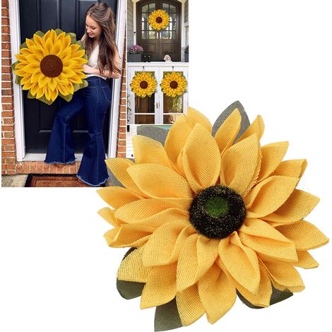 Stoffwanddekoration für die Tür, 40 cm, Sonnenblumenmuster, Sonnenblumenkranz für Thanksgiving. (1/5)