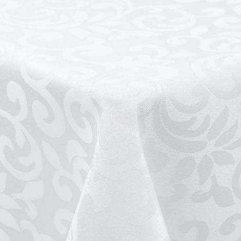 Nappe lavable Jacquard 140x240cm Blanc, Rectangulaire, Facile d'entretien