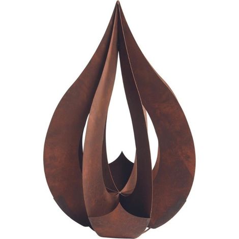 Jardinex – Déco jardin goutte en acier corten rouillé 120 cm – Résiste aux intempéries – Design inspiré de la goutte d'eau – Décoration extérieure