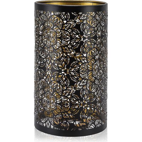 Abat-Jour en Métal Moderne en Fer Forgé, Motif Cylindrique Sculpté et Creux pour Lampe de Table et Lampadaire, 12x20 cm, Design d'Ombre Élégant (1/5)