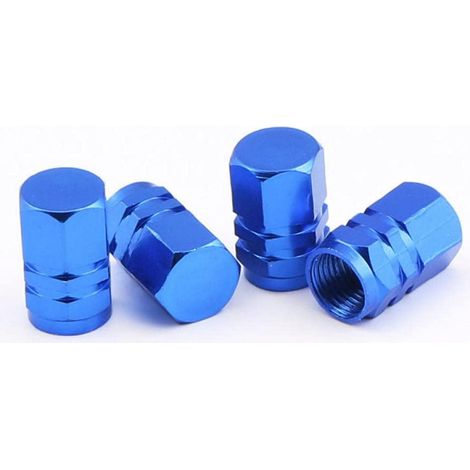 Couvercle de soupape de pneu en alliage en aluminium, Couverture de poussière de pièces automobiles pratiques (bleu) 4 pièces (1/5)