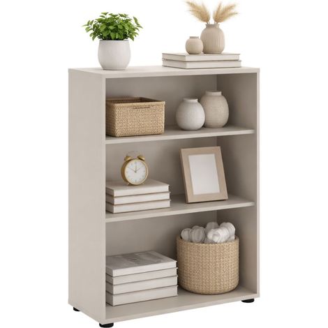 Libreria Leporano, Biblioteca 2 Ripiani, Installazione a Terra, 79x34x118h cm Beige