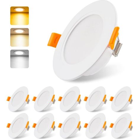 Spots LED encastrables 230 V plats 5W Set de 10, Lumineux LED encastrables pour salle de bain, salon, cuisine, chambre à coucher (1/5)
