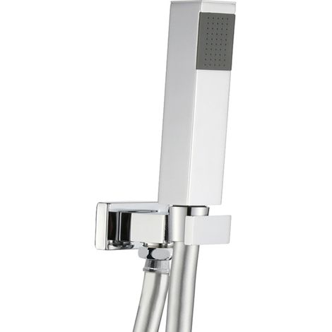 Kit set doccia ottone cromato completo di supporto presa acqua con flessibile e doccetta quadro confezione 1 (1/3)