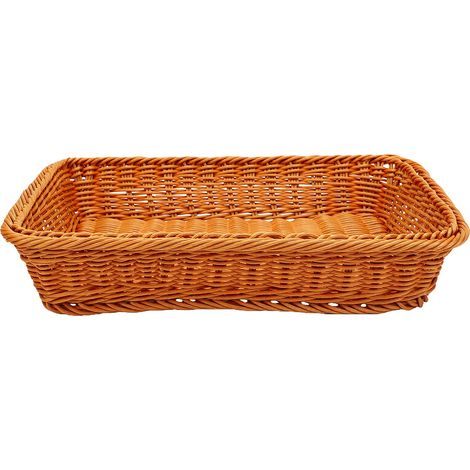 Paniers à pain tressés imitation rotin, paniers à fruits en plastique tressé pour servir les aliments et les légumes (1/5)