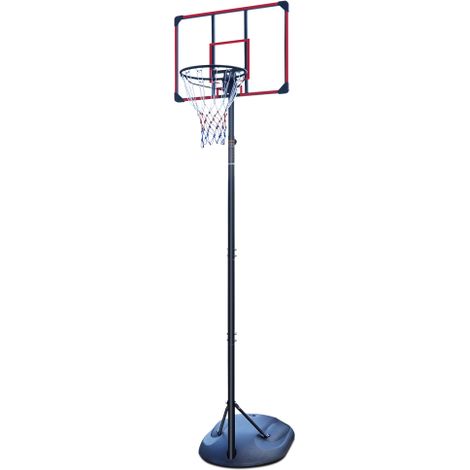 Canestro da basket per esterni, altezza regolabile da 228,6 a 280,42 cm, con ruote, cerchio ammortizzante, tabellone robusto, adatto a ragazzi/adulti, design serigrafato rosso. (1/5)