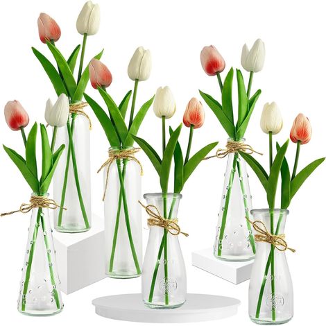 Set 6 Vasi Vetro con 12 Tulipani Artificiali Confezione Regalo (1/5)
